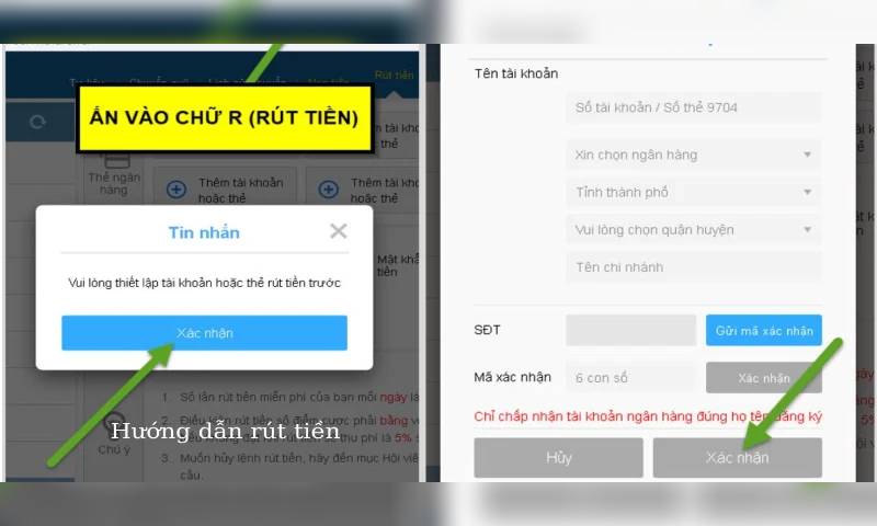 Các bước cụ thể khi rút tiền mb66